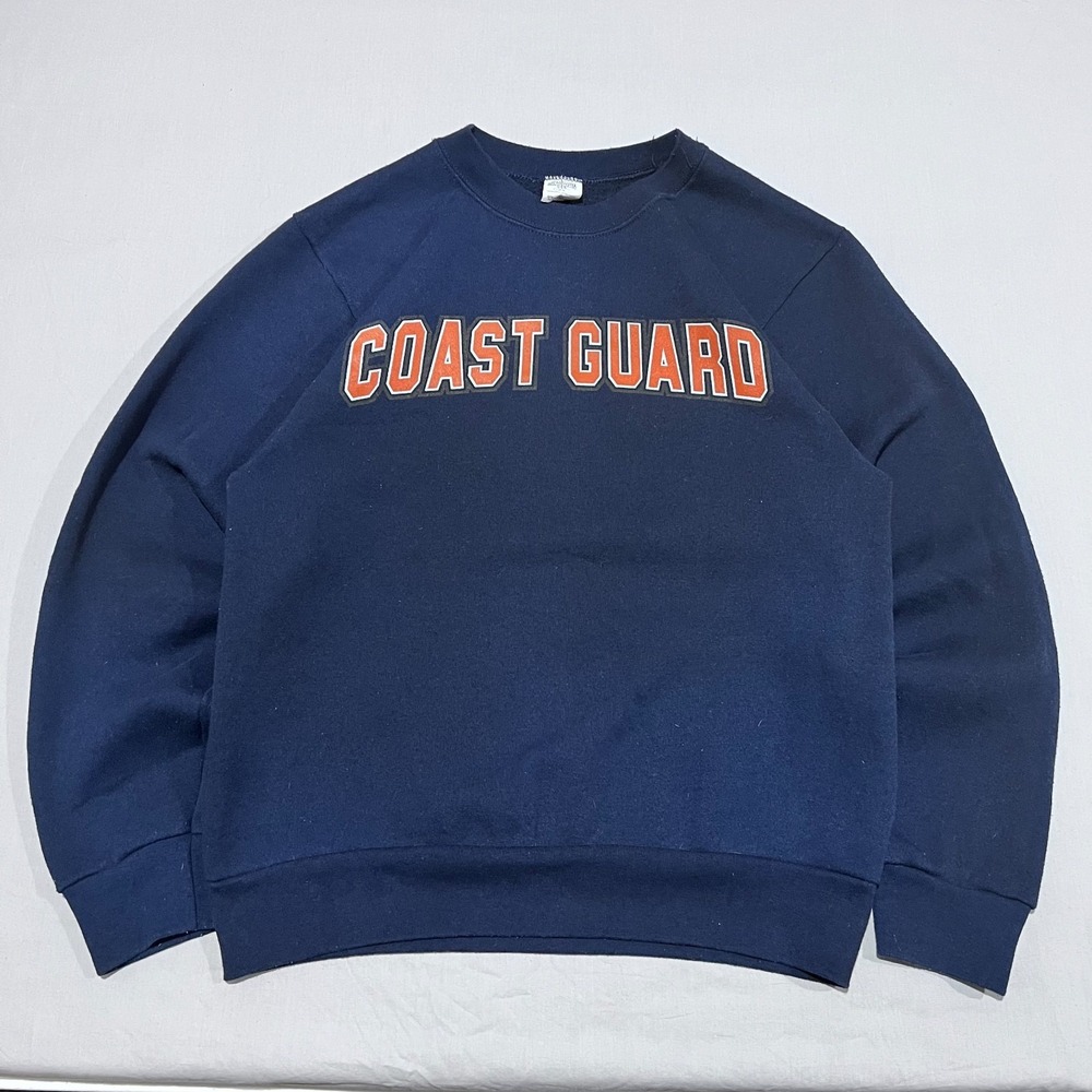 Vintage Campbellsville Mens Blue Coast Guard Crew Neck Sweatshirt Double Sided S